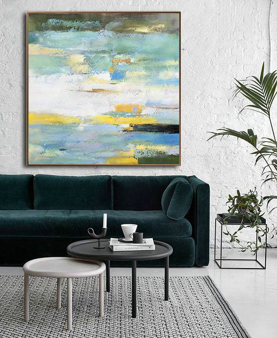 Original Painting Hand Made Large Abstract Art,Oversized Contemporary Art,Acrylic Painting Canvas Art,White,Green,Yellow.etc